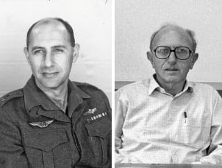 Former Mossad chief Zvi Zamir (right) alleged that Maj. Gen. Eli Zeira, former head of Military Intelligence (left), acted tirelessly to get Marwan’s name made public.