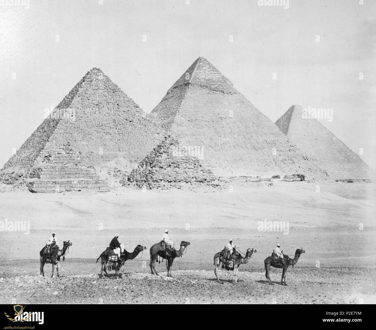 historic-photograph-of-the-pyramids-egyptian-pyramids-of-the-giza-necropolis-egypt-P2E7YM.jpg