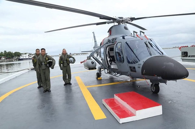 The Philippine Navy (PN) formally commissioned into service its two armed AgustaWestland AW-109E Power helicopters during a ceremony at Naval Station Jose Andrada, on Roxas Boulevard, Manila this week. The helicopters are armed with two FN Hertsal FN RMP rocket machine gun pods combining a 50 caliber machinegun and three 2.75 inch rockets.  The Philippine Navy (PN) formally commissioned into service its two armed AgustaWestland AW-109E Power helicopters during a ceremony at Naval Station Jose Andrada, on Roxas Boulevard, Manila this week. The helicopters are armed with two FN Hertsal FN RMP rocket machine gun pods combining a 50 caliber machinegun and three 2.75 inch rockets.