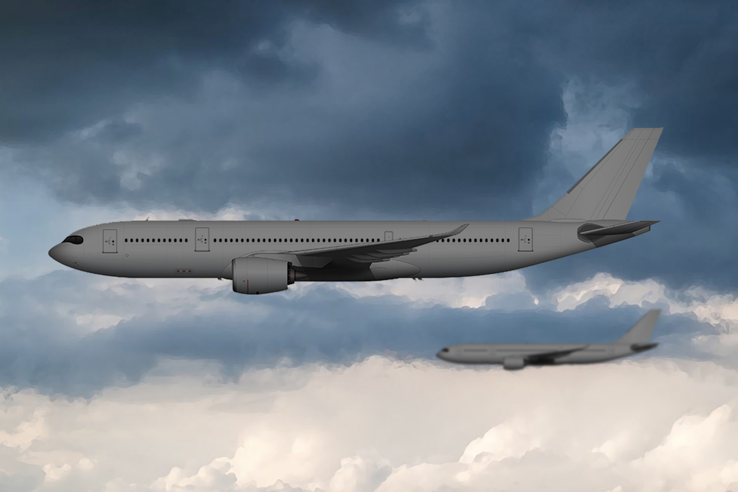 رسم طائرة a330-800 باللون الرمادي رسم طائرة a330-800 باللون الرمادي